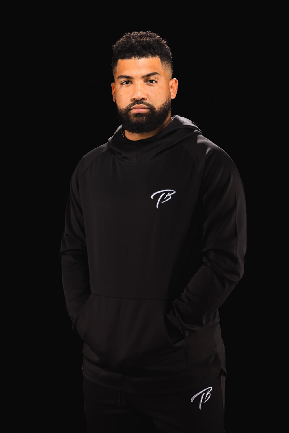AAron Bracho, Infielder for Cleveland, wearing a black baseball lifestyle training hoodie.